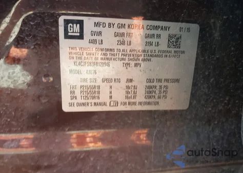 2015 Buick Encore Convenience из США, поврежденный, VIN KL4CJFSB3FB128946